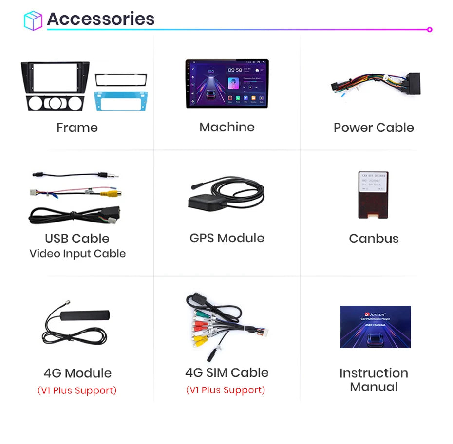 Ekran Junsun Carplay / Android Auto BMW E9x